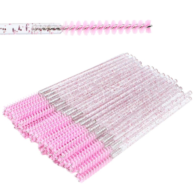 SenRocc Mini Disposable Skinny Mascara Wands 50pcs Micro Eyelash Brush Small Pink Makeup Brush Applicators Eyebrow Spoolies (Skinny-C-Pink-50) - Image 1
